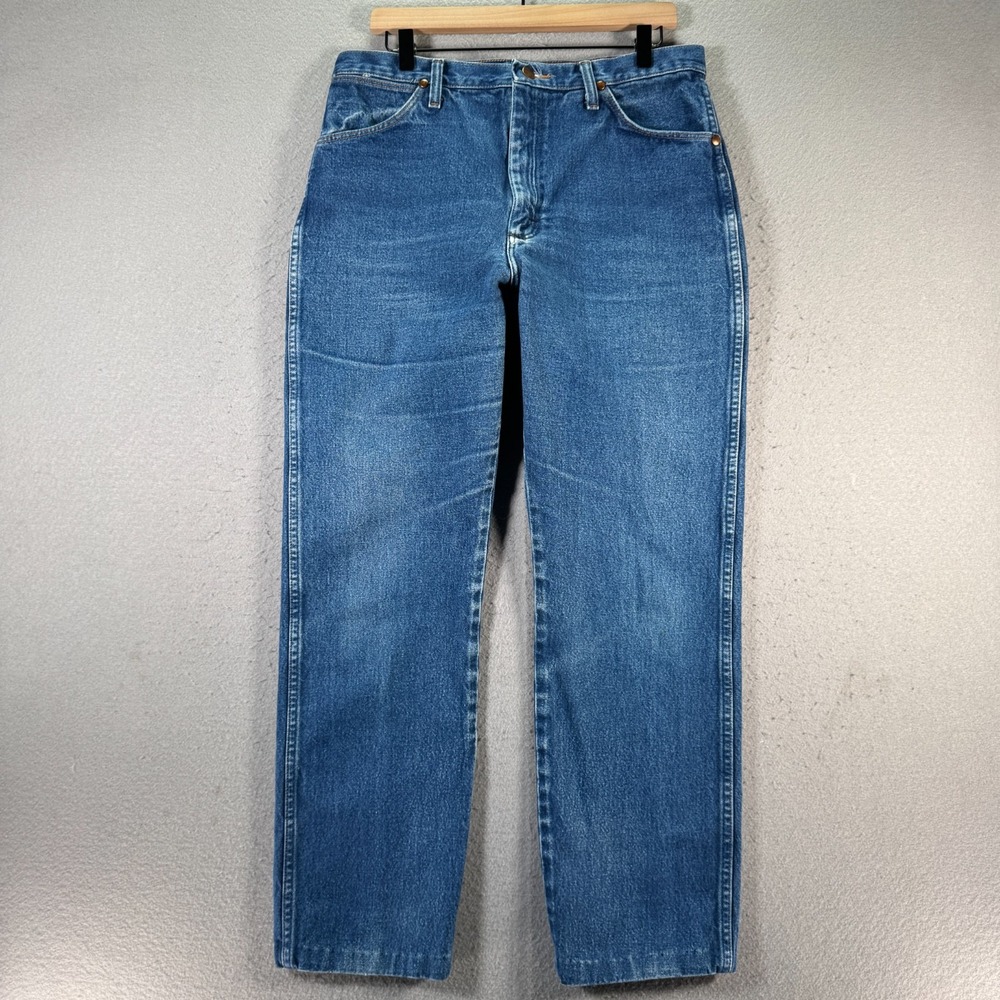 Vintage Wrangler Jeans Mens 34x36 Blue Lightwash Straight‎ Leg Workwear 13MWZPW